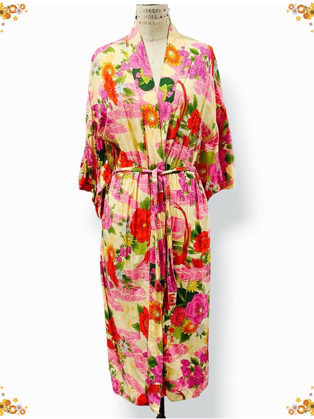 Floral Lightweight Kimono Long Robe - Size S